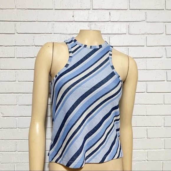 Free People Women’s Blue Diagonal Striped Tank - Picture 14 of 14